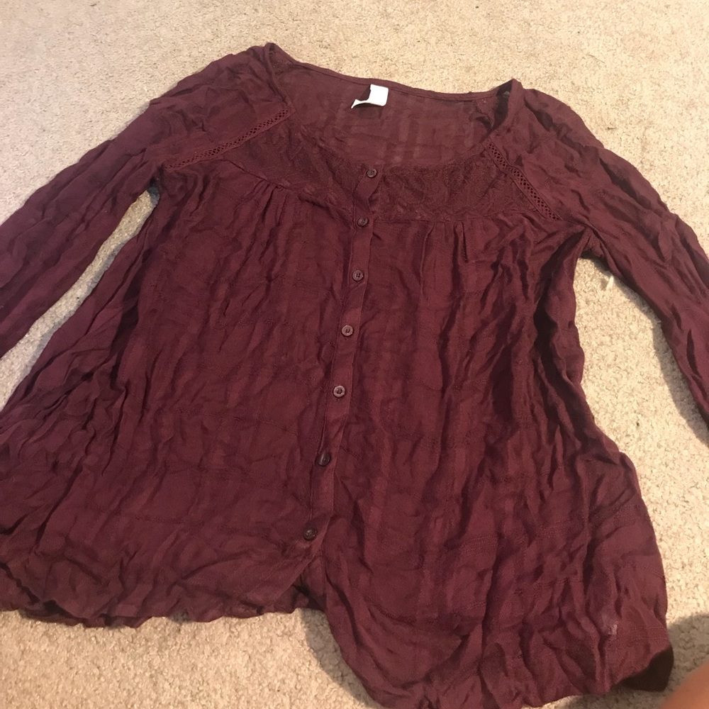 Maroon long sleeve button down